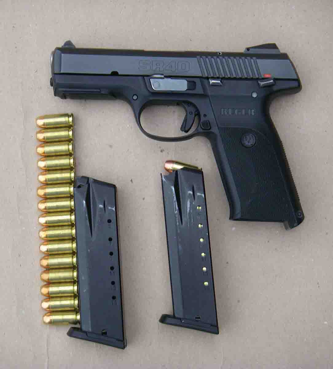The SR40 comes standard with two 15-round magazines.